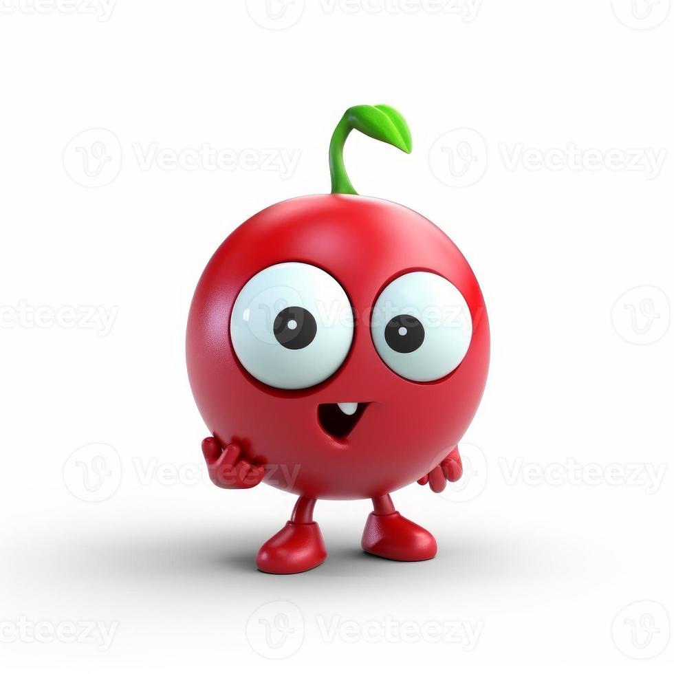Funny cherry character. Smiling fruit art. Generate Ai photo