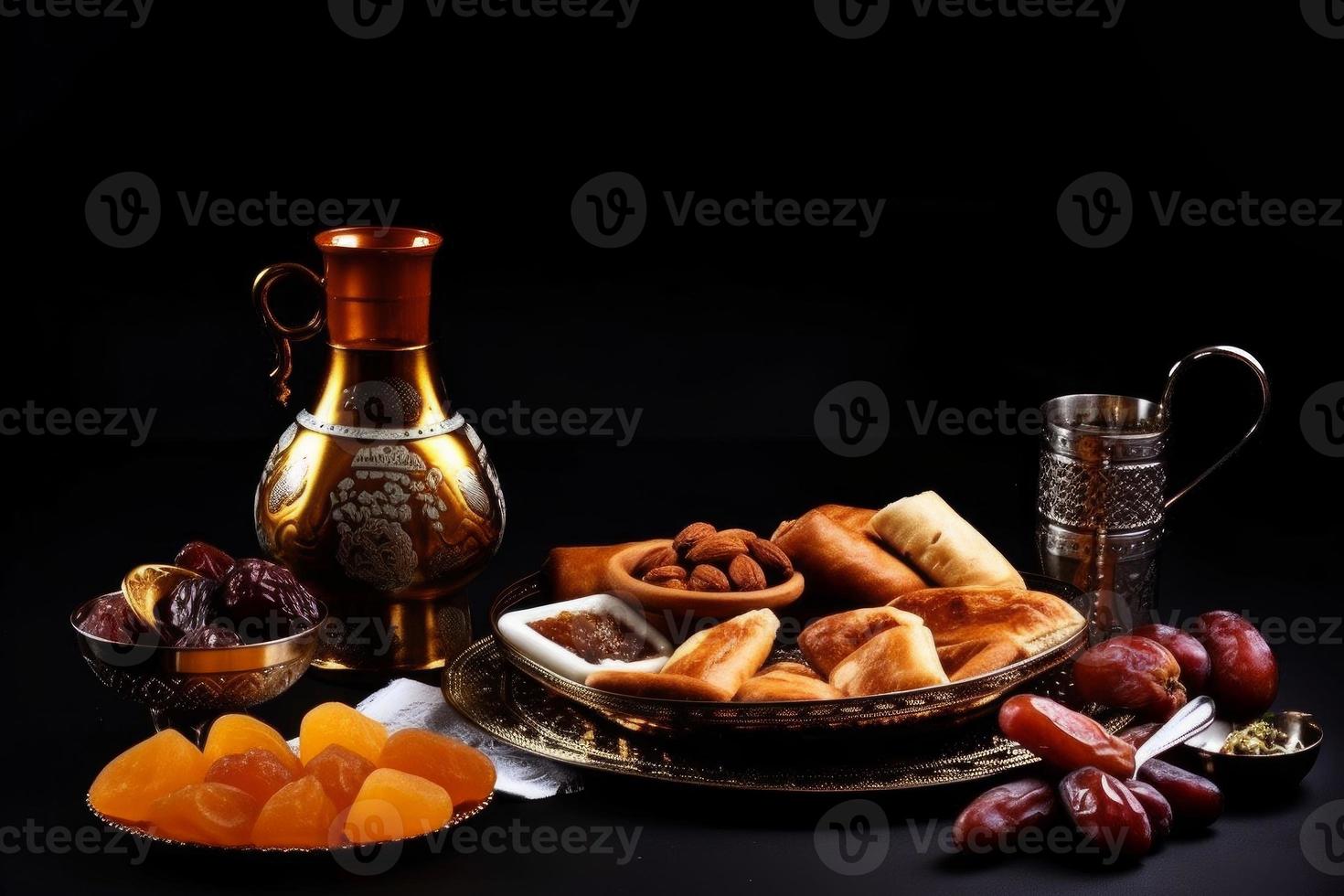 Arabian food ramadan. Tasty traditional arabic. Generate Ai photo
