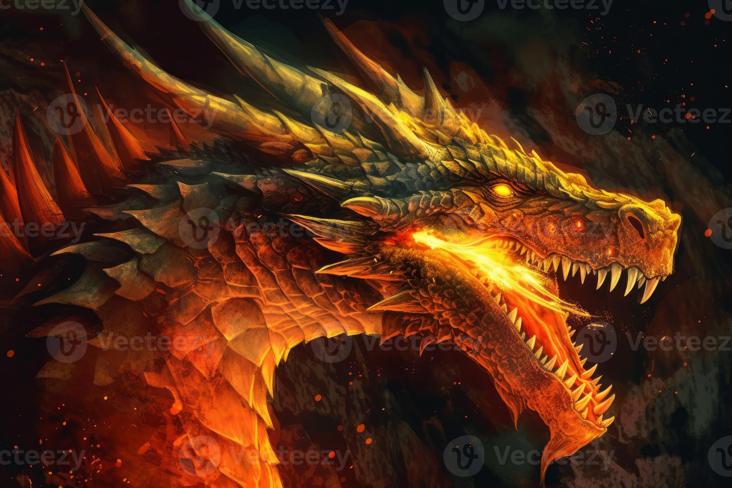 Dragon head fire. Legend monster. Generate Ai 22393258 Stock Photo at  Vecteezy