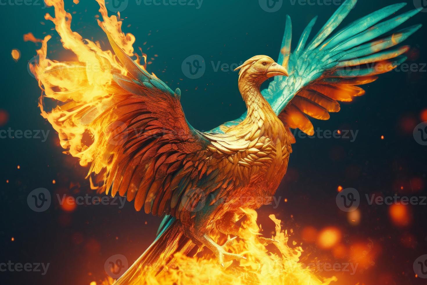 Phoenix bird in fire. Generate Ai photo