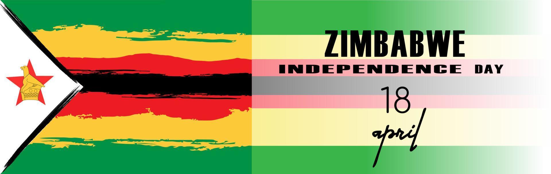 Zimbabue independencia día saludo tarjeta, bandera, vector ilustración.