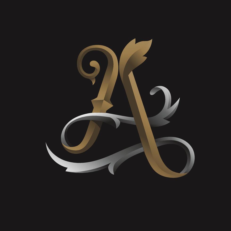 vintage swirl floral ornament  initial letter A vector