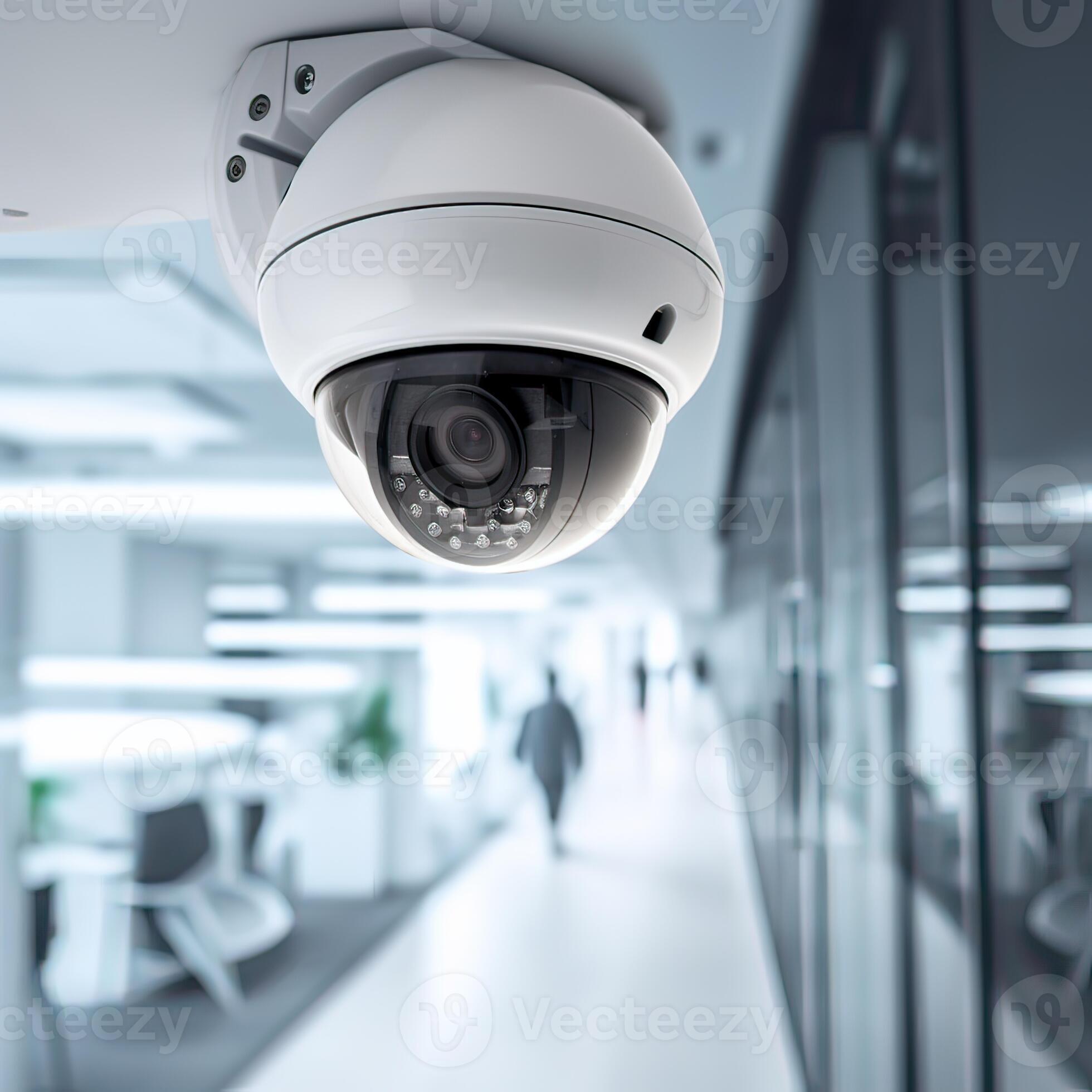 Cámara de seguridad cctv o cámara de vigilancia en el fondo del edificio  concepto de tecnología ia generativa