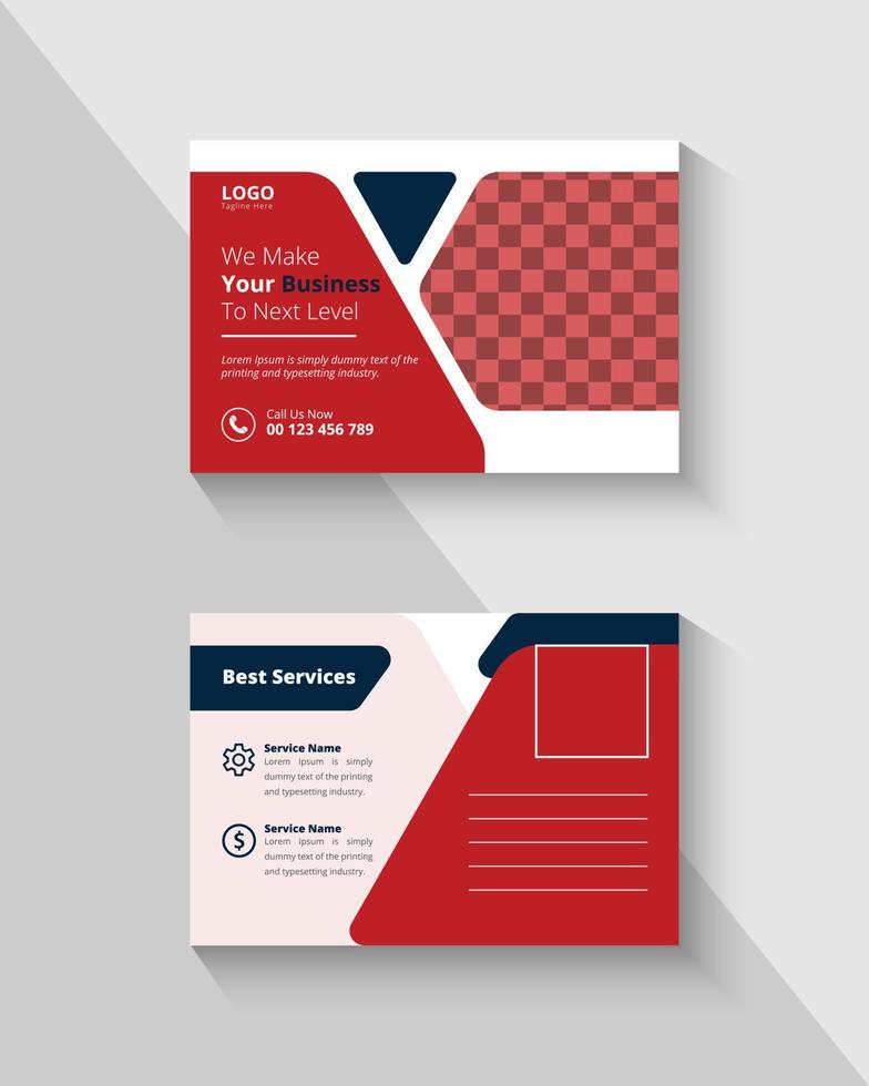 Business postcard template, Abstract post card design template vector