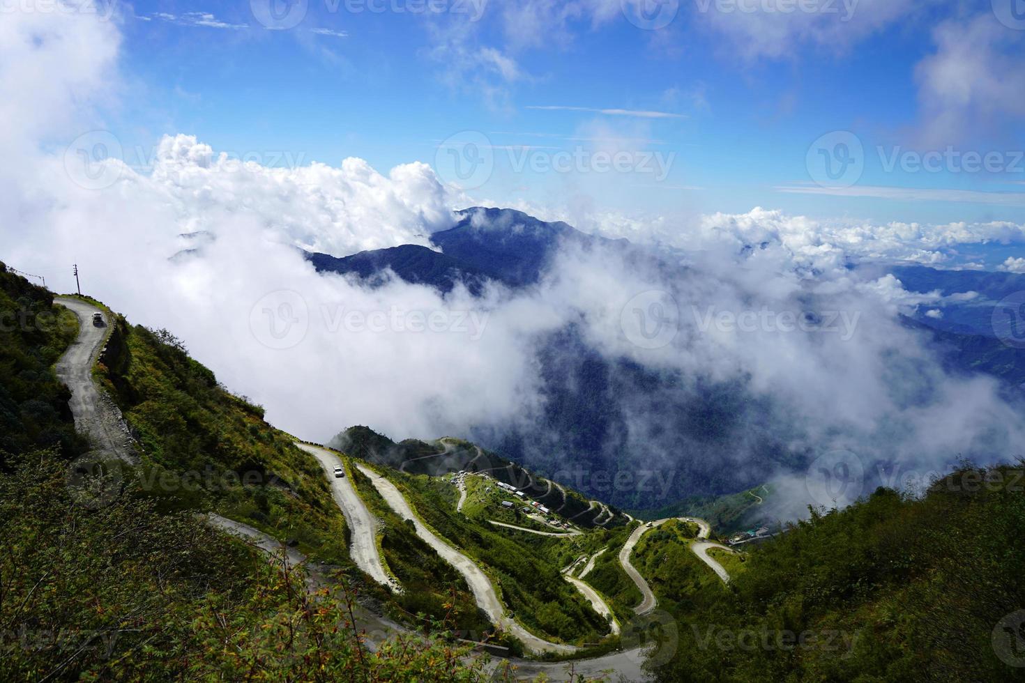 Zig Zag Road of Old Silk Route Sikkim from top to Bottom photo