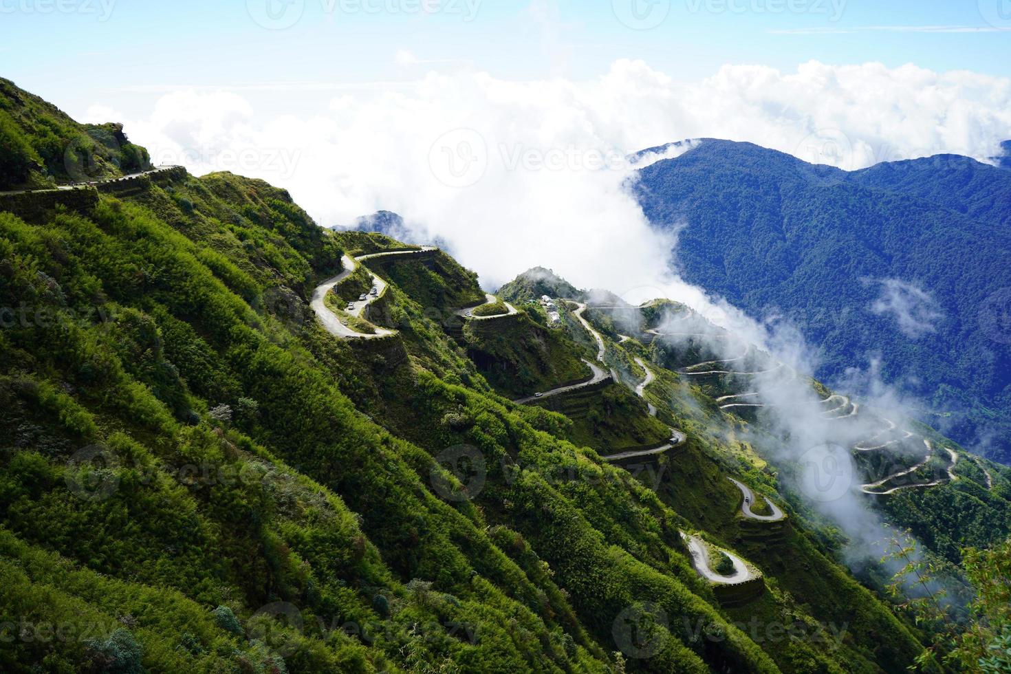 Side View of Zig Zag Road of Old Silk Route East Sikkim photo