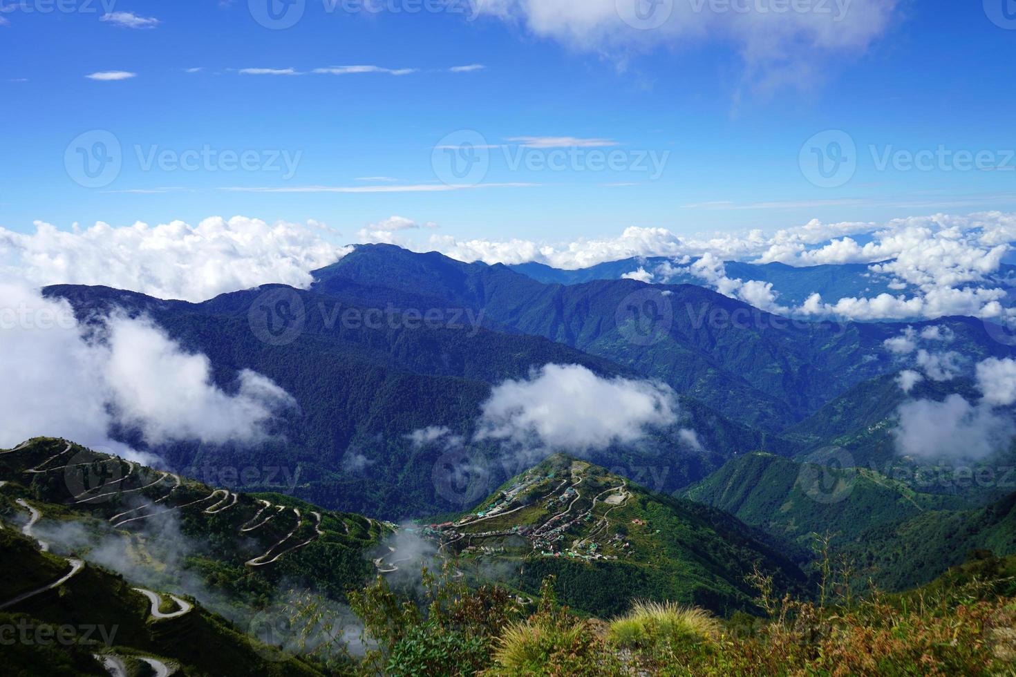 Green landscape of Zig Zag Road of Old Silk Route East Sikkim photo