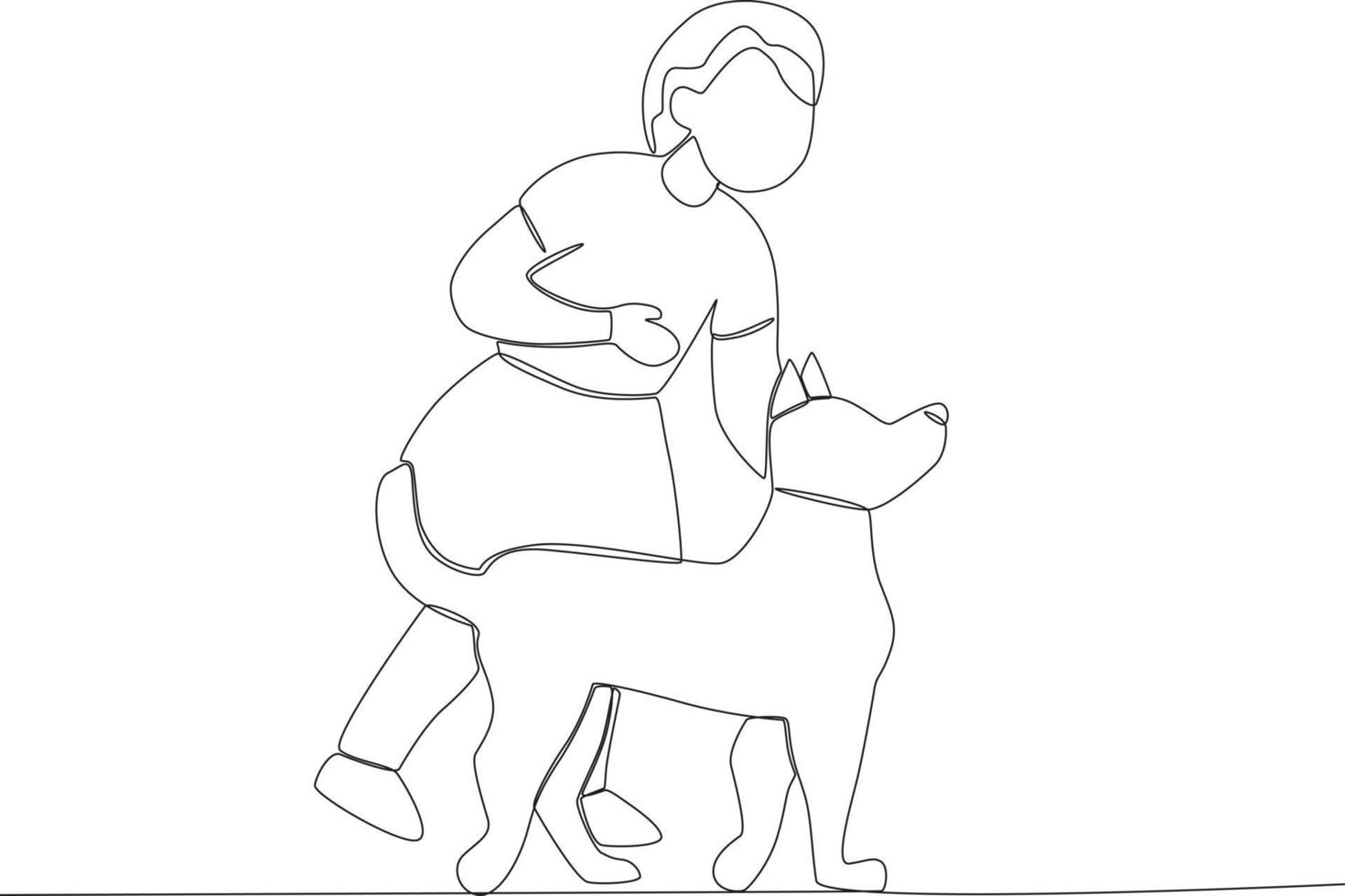 A cute girl playing in the garden with her dog vector