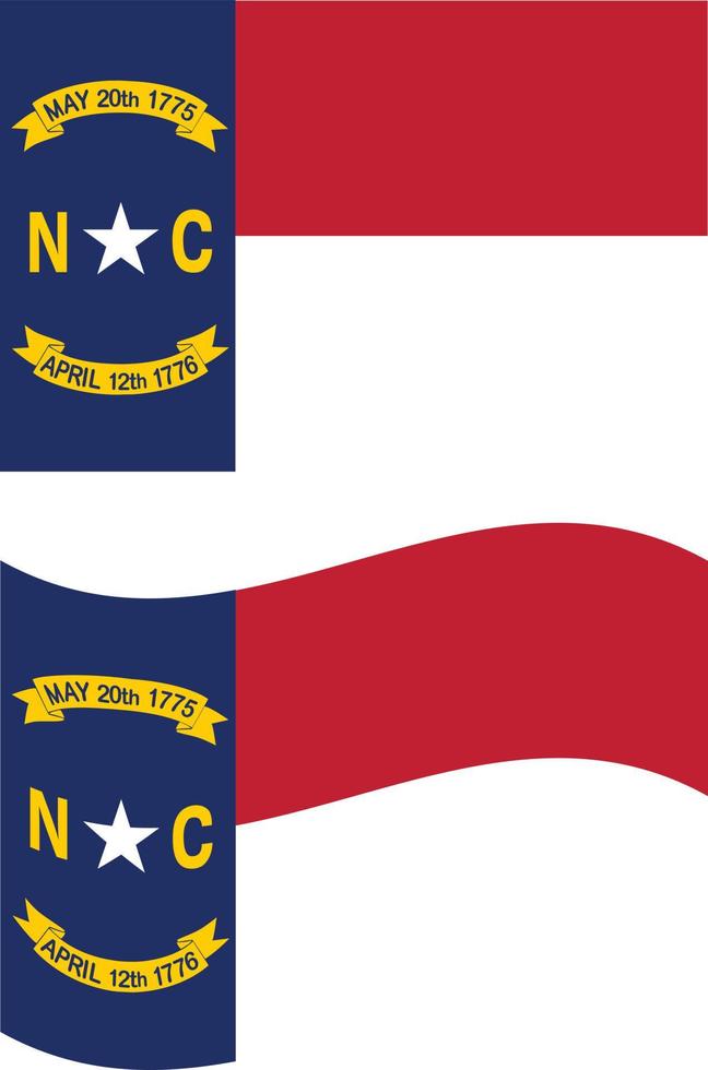 ondulación bandera de norte carolina estado. norte carolina estado bandera en blanco antecedentes. plano estilo. vector