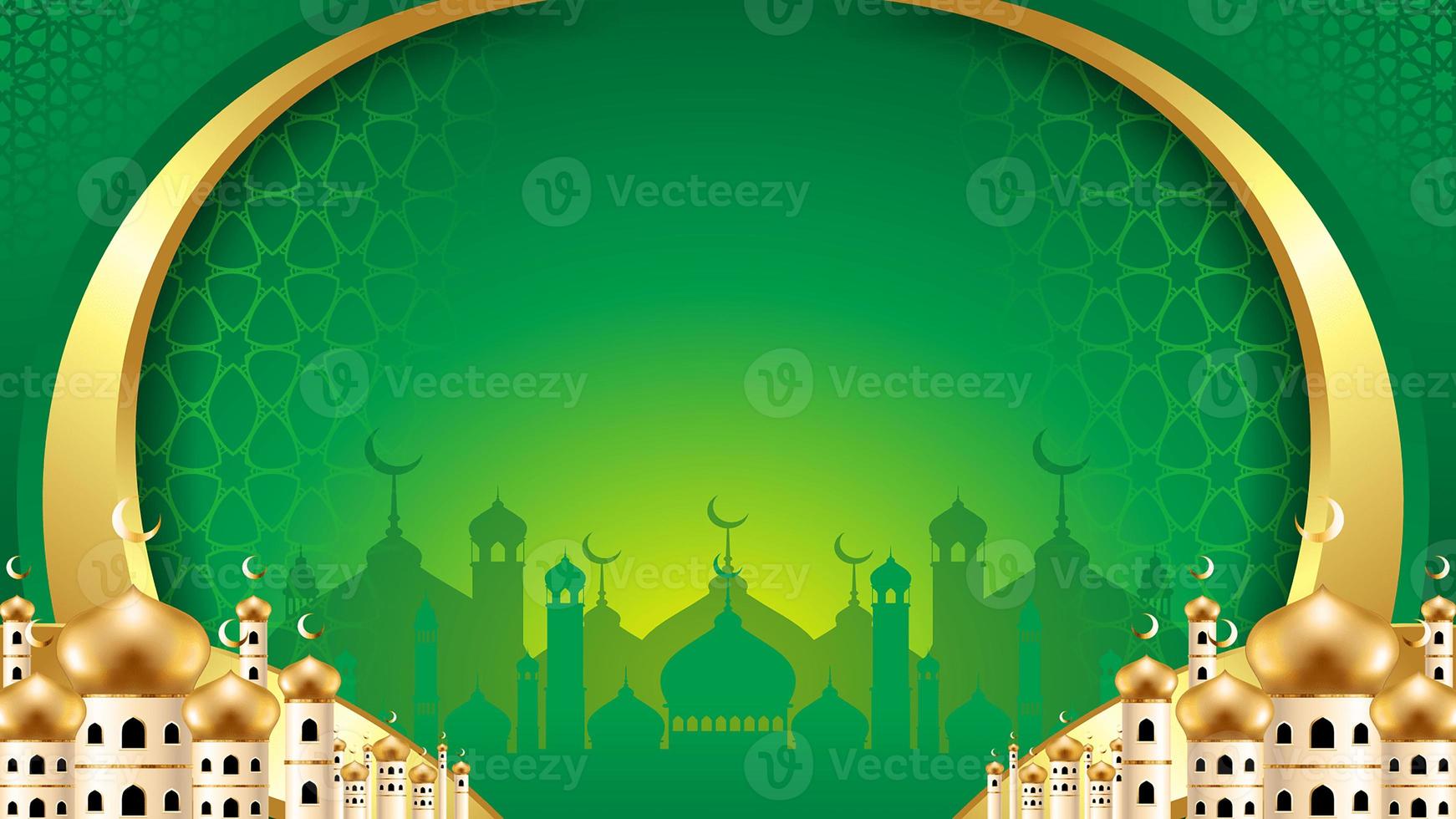 Eid-Al-Fitr ramadan Milad mosque Islamic Arabic Green Luxury Background photo