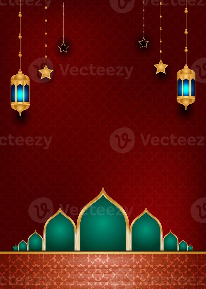 Eid-Al-Fitr ramadan Milad mosque Islamic Arabic Green Luxury Background photo