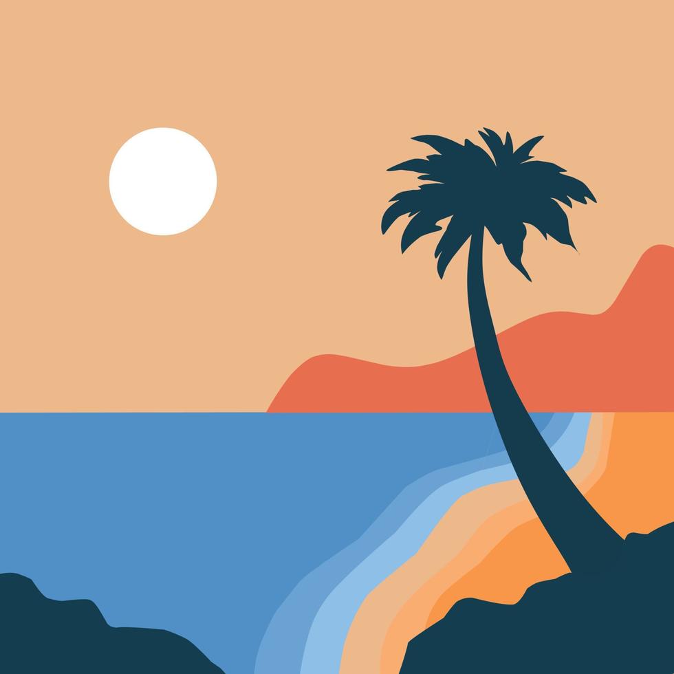 Beach scene illustration design vector