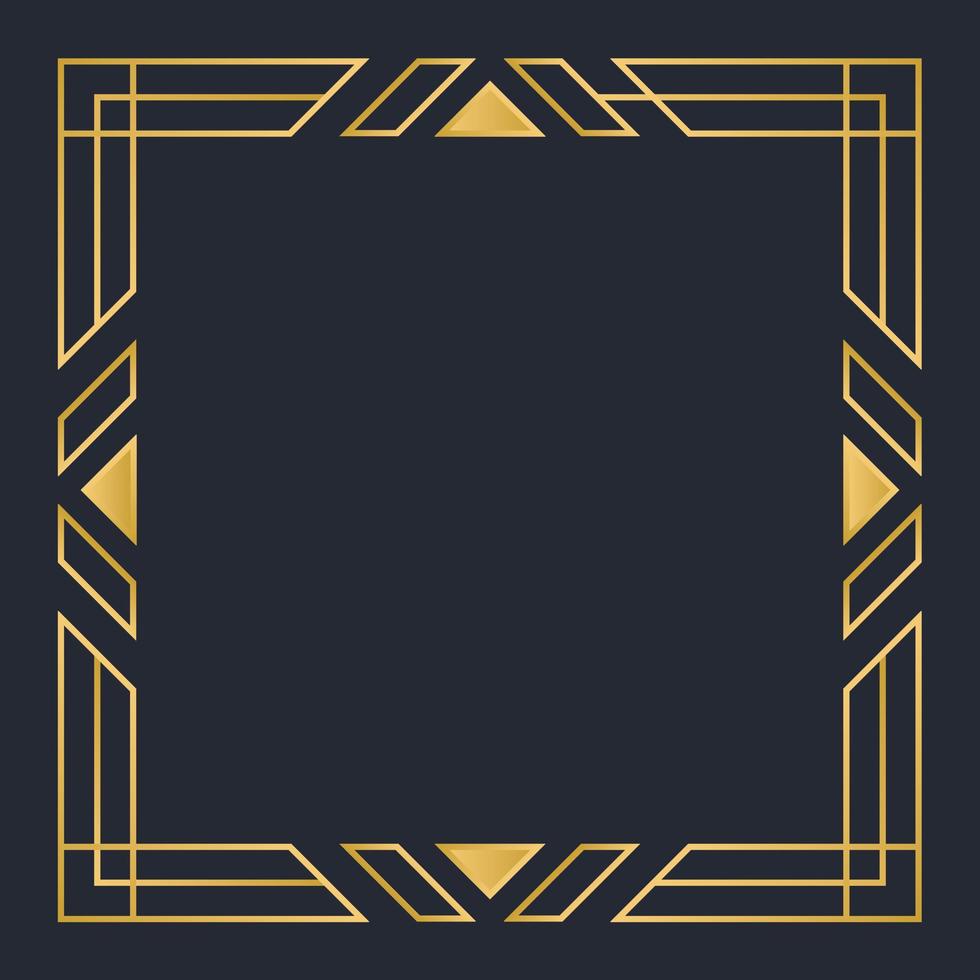 golden art deco ornamental frame vector design