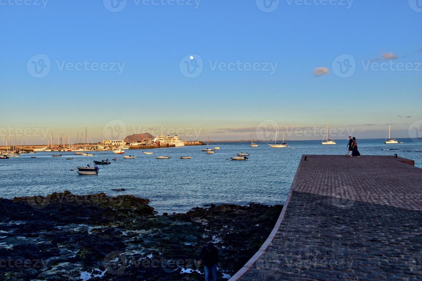 landscape with the city and the ocean on a warm day, on the Spanish Canary Island Fuerteventura photo