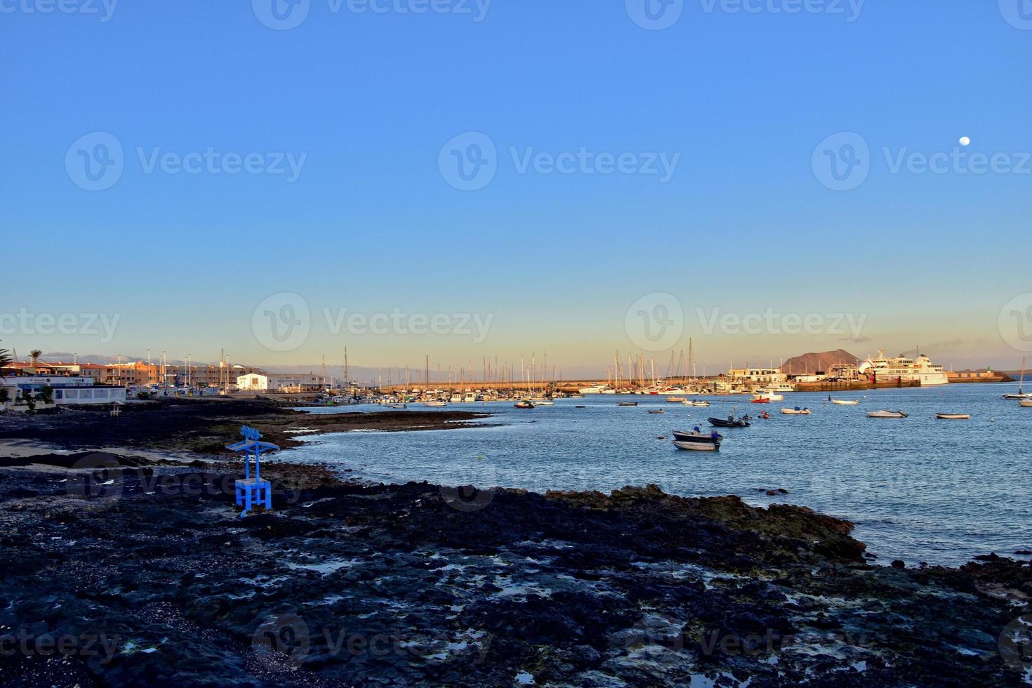 landscape with the city and the ocean on a warm day, on the Spanish Canary Island Fuerteventura photo