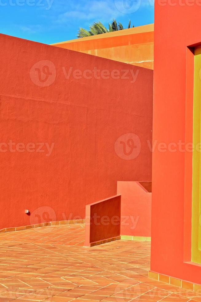 contrasting architectural details on the Spanish Canary Island Fuerteventura against a blue sky photo