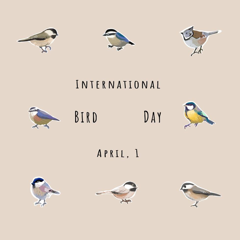 National Bird Day Vector Illustration on beige background. Suitable for greeting card poster and banner.