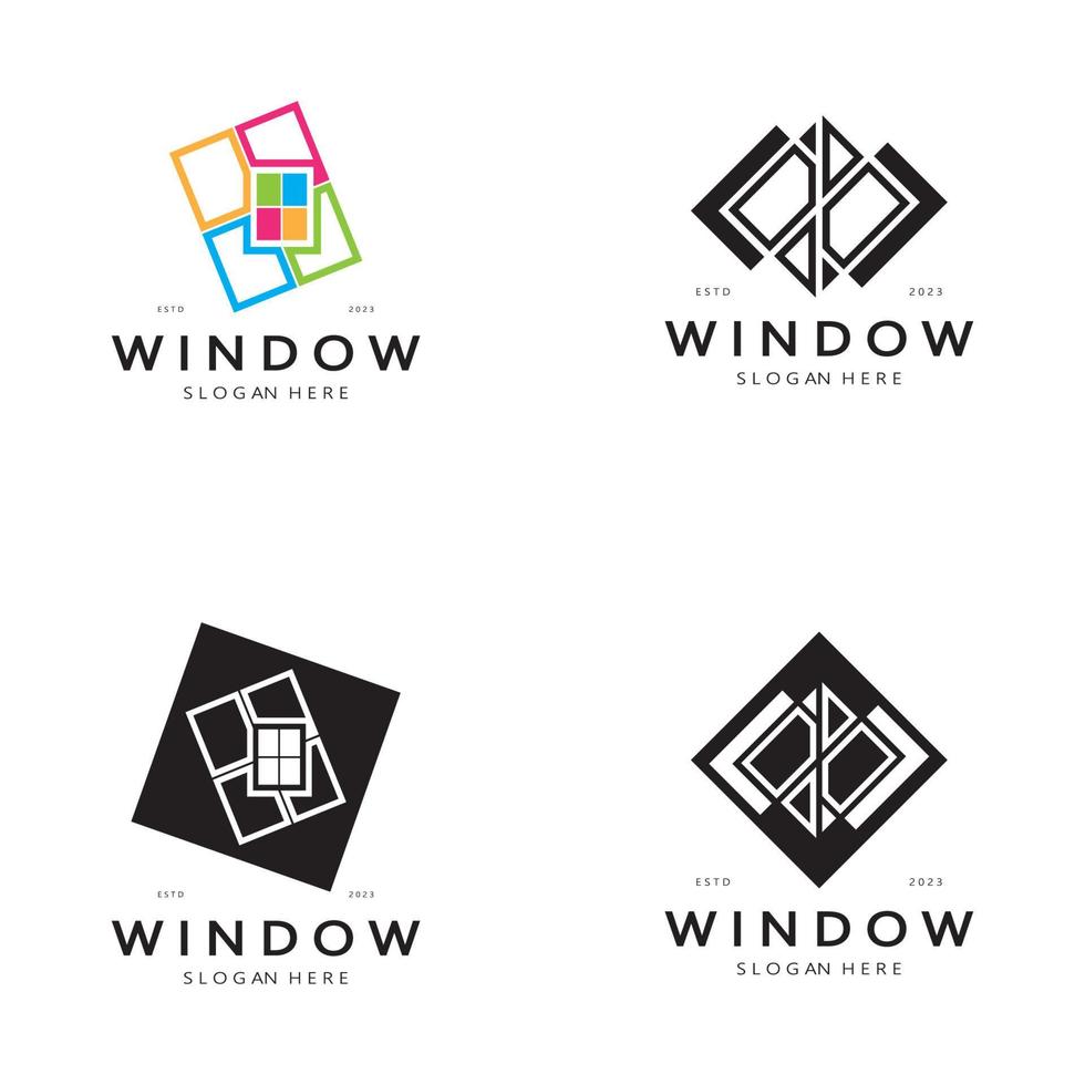 simple window logo, design for, interior, construction, architecture, property business, vector