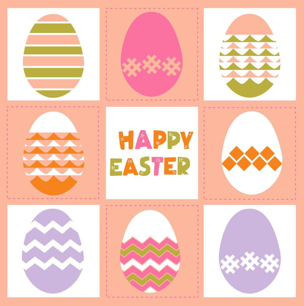 Trendy typographic vector composition with sign Happy Easter and spring related elements. Great poster or card for social networks.