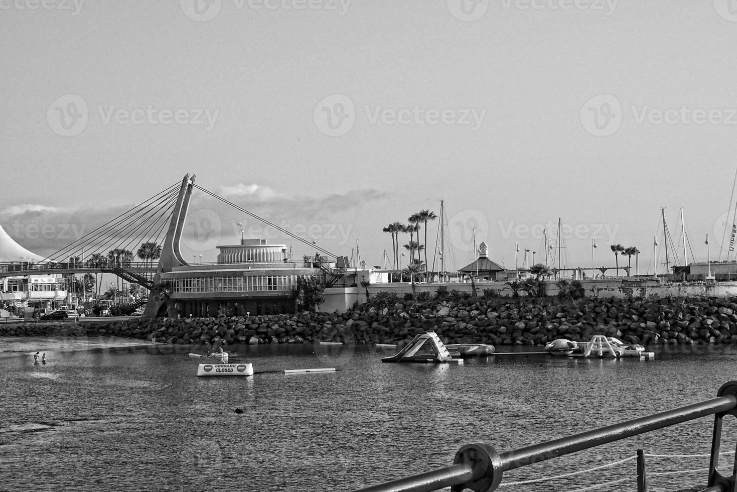 seascape overlooking the port of Tenerife on the Spanish Canary island on a warm summer day photo