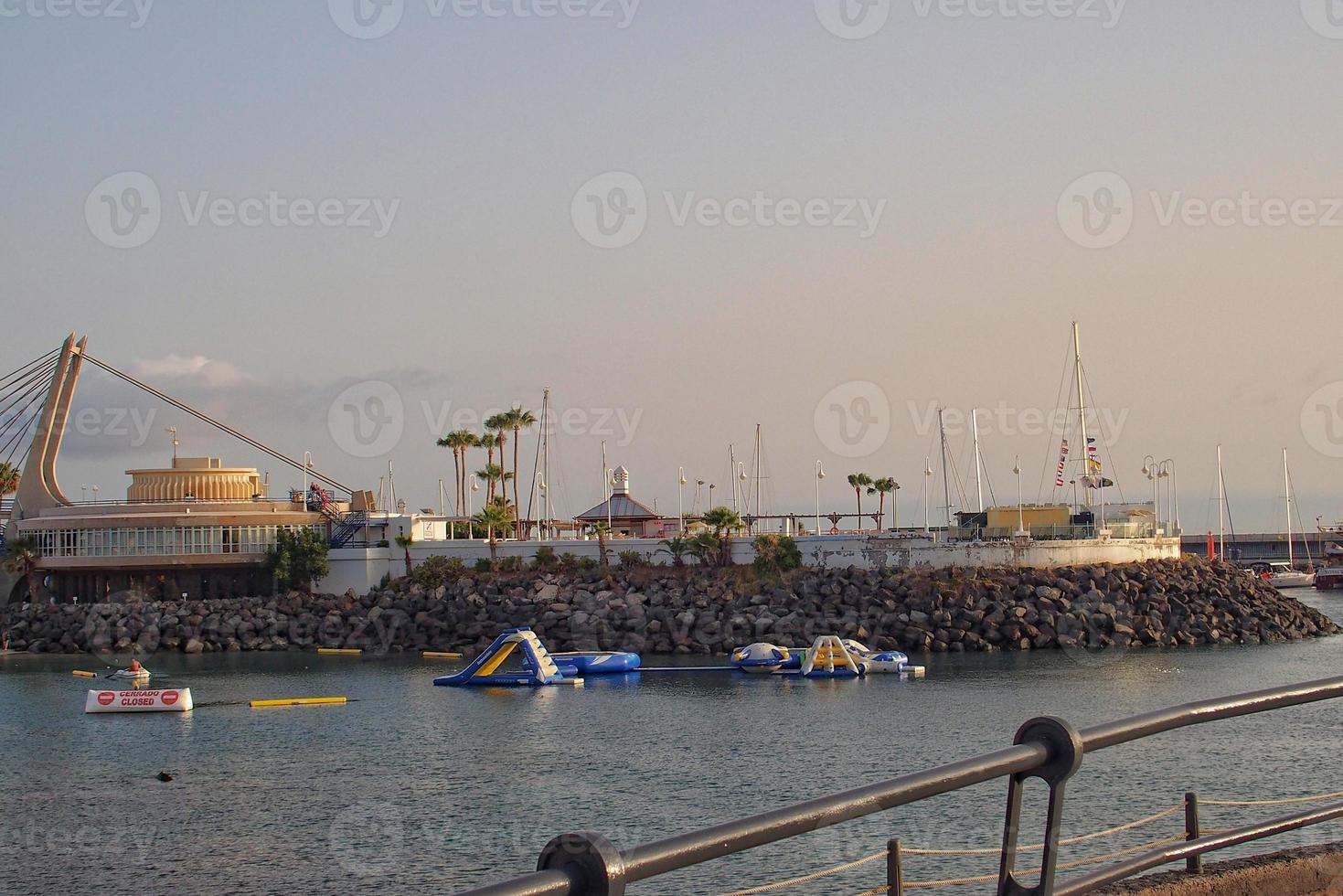 seascape overlooking the port of Tenerife on the Spanish Canary island on a warm summer day photo