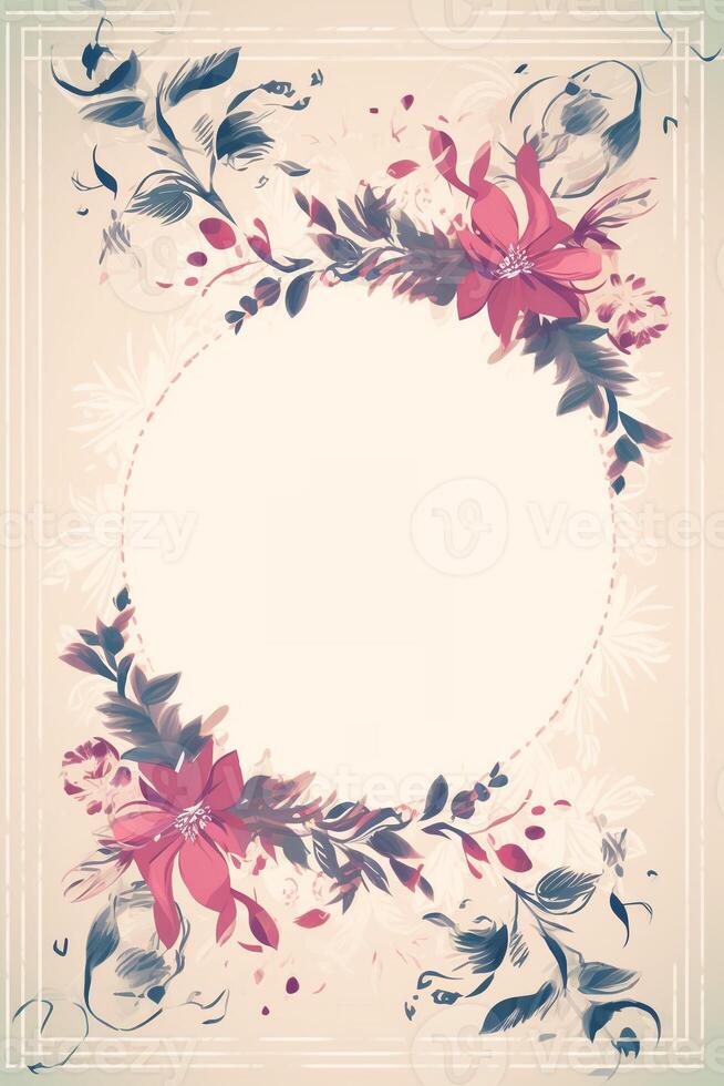 vistoso sencillo floral decoración ilustración antecedentes plantilla, creativo arreglo de naturaleza y flores bueno para bandera, Boda tarjeta invitación borrador, cumpleaños, saludos, y diseño elemento. foto