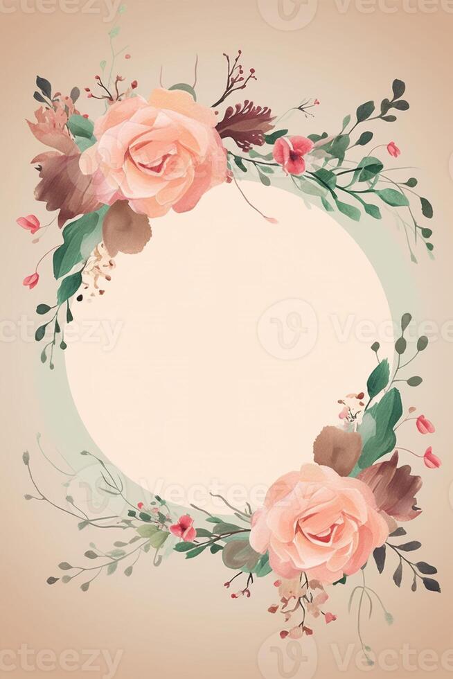 vistoso sencillo floral decoración ilustración antecedentes plantilla, creativo arreglo de naturaleza y flores bueno para bandera, Boda tarjeta invitación borrador, cumpleaños, saludos, y diseño elemento. foto