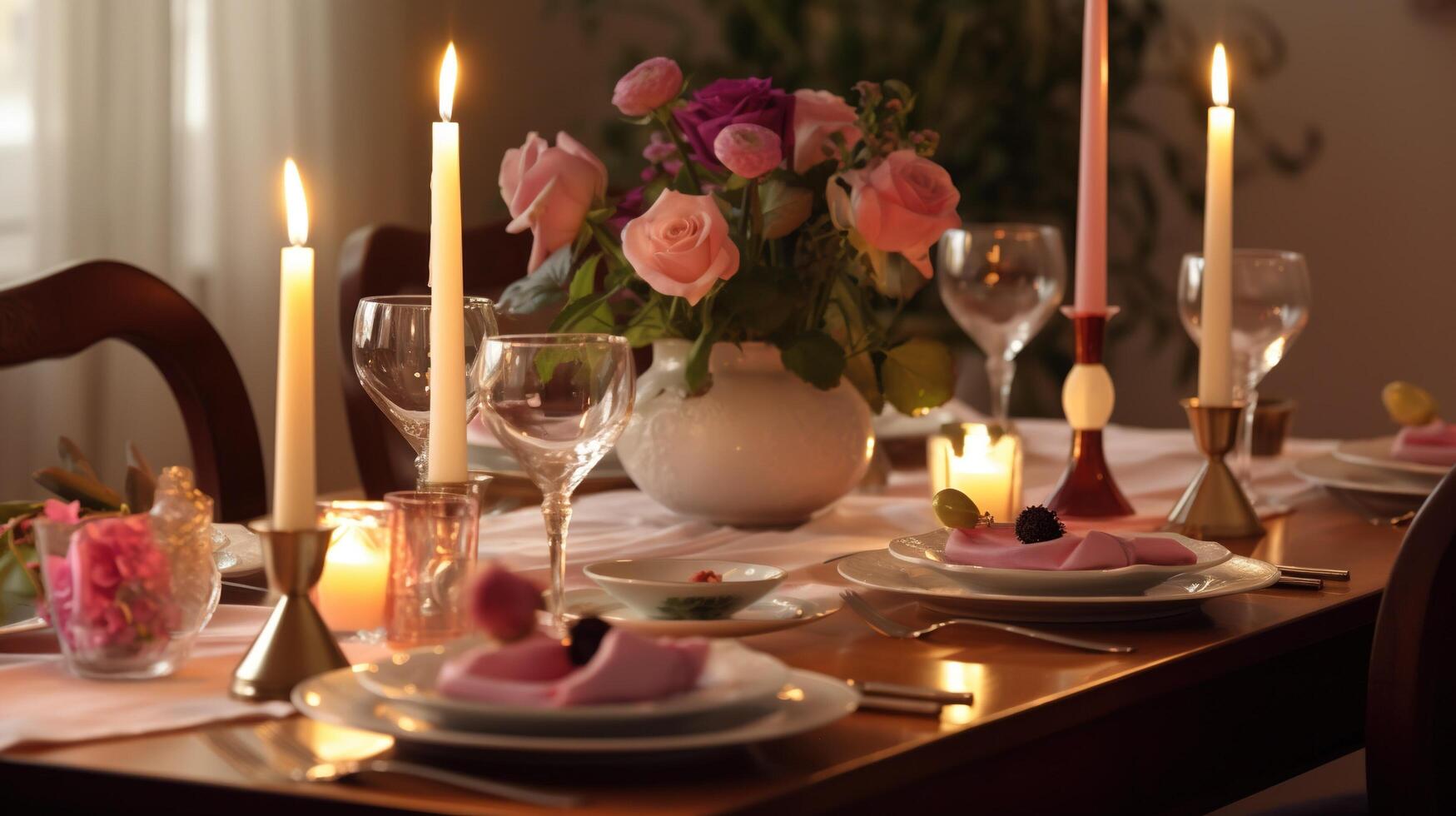 christmas dinner table setting photo