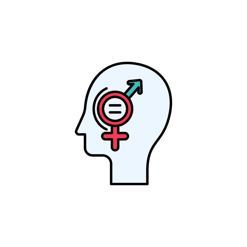 igualdad,género, cabeza, señales vector icono