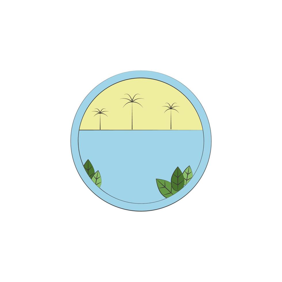 mar y isla de colores en circulo vector icono