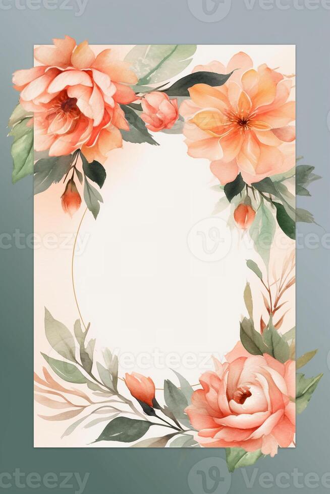 Colorful simple floral decoration illustration background template, creative arrangement of nature and flowers. Good for banner, wedding card invitation draft, birthday, greetings, and design element. photo