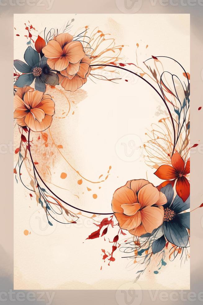 vistoso sencillo floral decoración ilustración antecedentes plantilla, creativo arreglo de naturaleza y flores bueno para bandera, Boda tarjeta invitación borrador, cumpleaños, saludos, y diseño elemento. foto