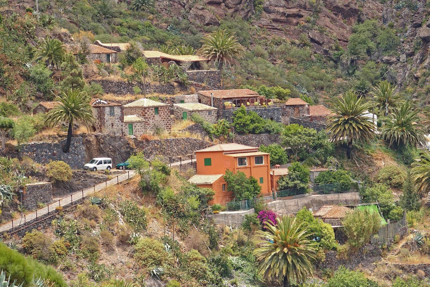 view of the picturesque town of Masca on the Spanish Canary Island Tenerife photo