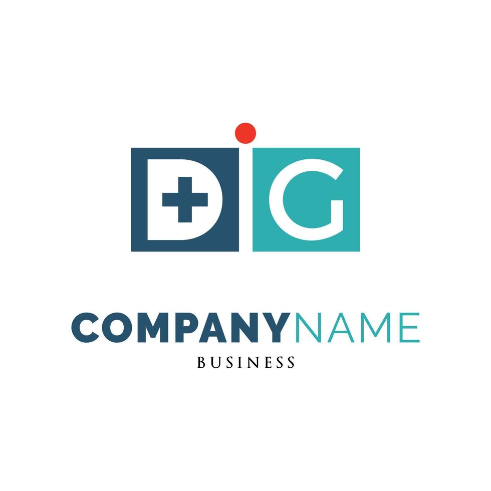 Initial Letter DIG Medical Cross Plus Icon Logo Design Template vector