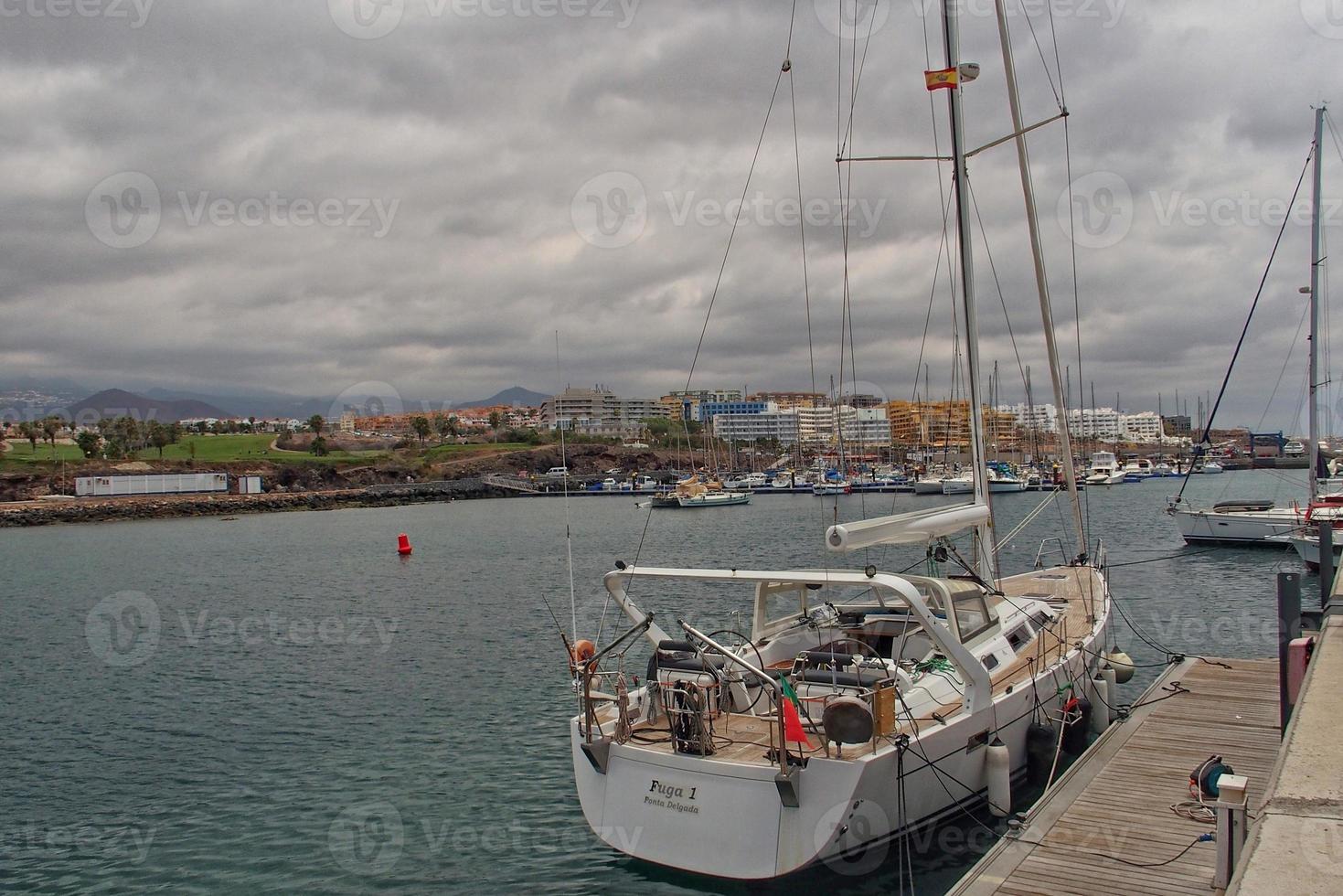 seascape overlooking the port of Tenerife on the Spanish Canary island on a warm summer day photo