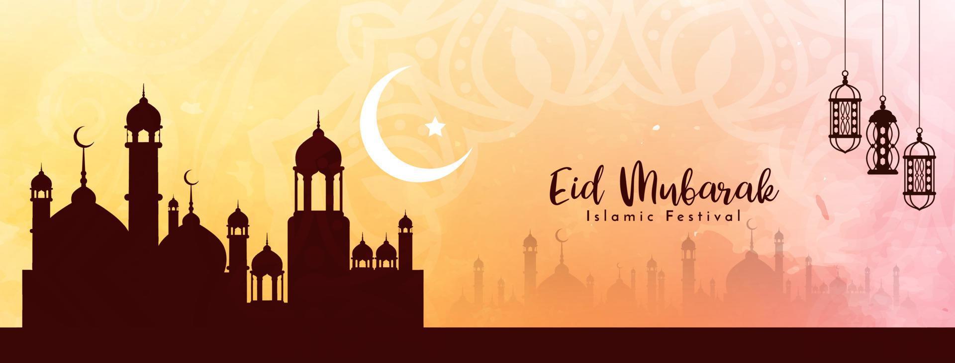 eid Mubarak religioso islámico festival bandera diseño vector