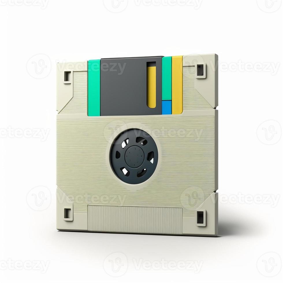 Antique computer floppy disk, background. AI photo