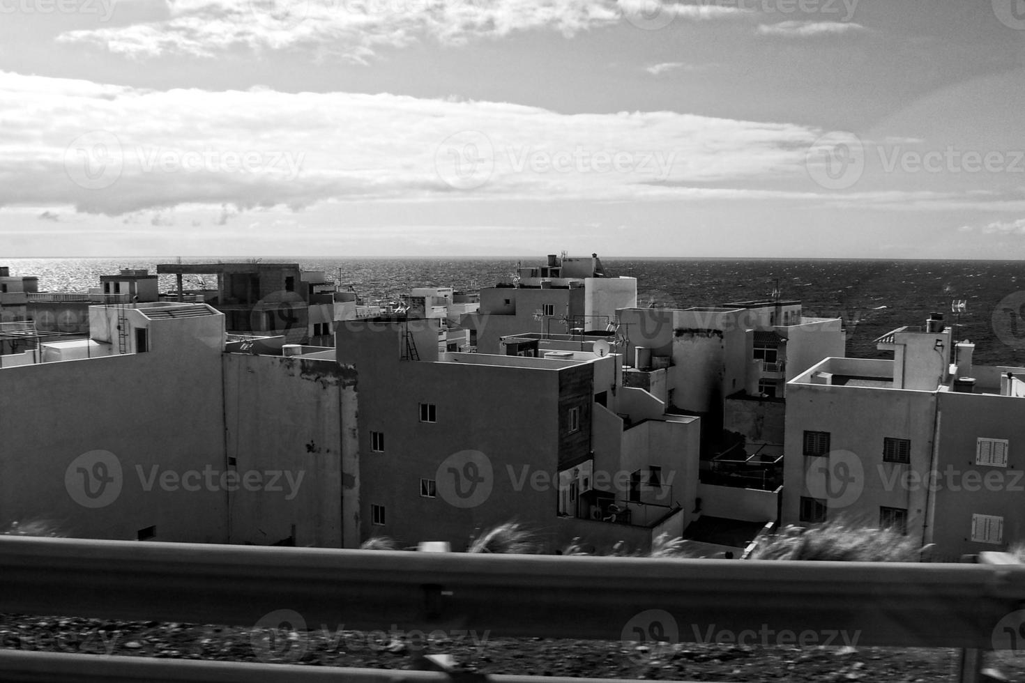 landscapes from the Spanish island of Tenerife with the highway and the ocean photo