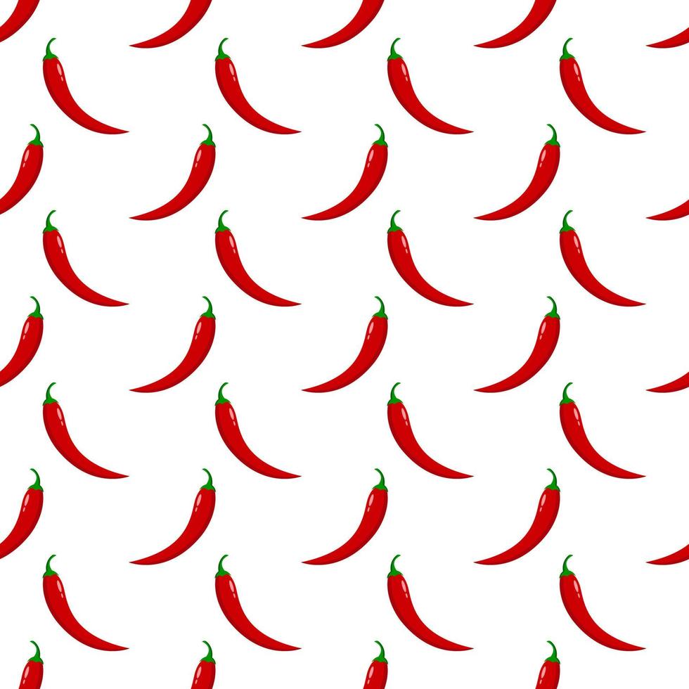 Seamless pattern red hot peppers on a white background. vector