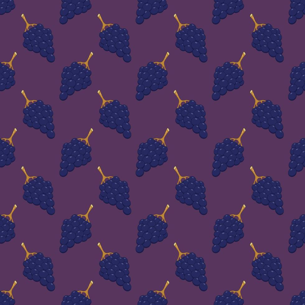 Dark grapes seamless pattern purple background. vector