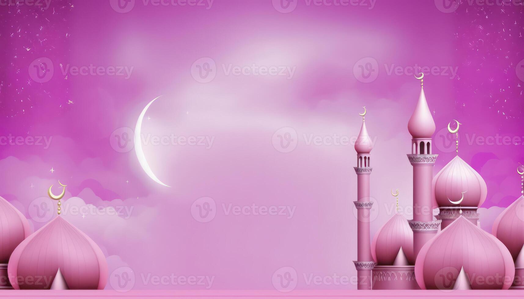 Ramadan Greeting Banner with Colourfull Pink Background photo