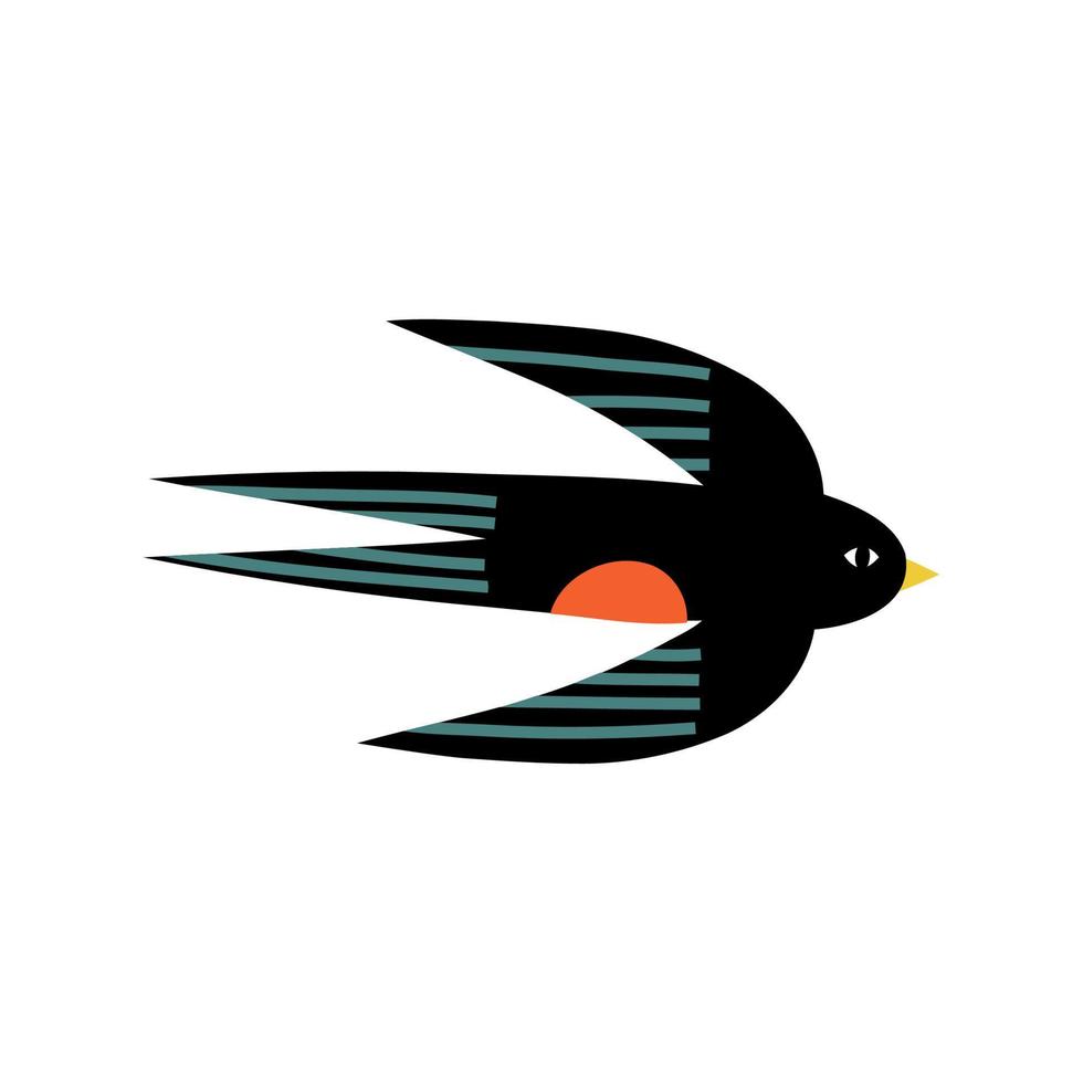 golondrina en de moda plano estilo. mano dibujado vector ilustración