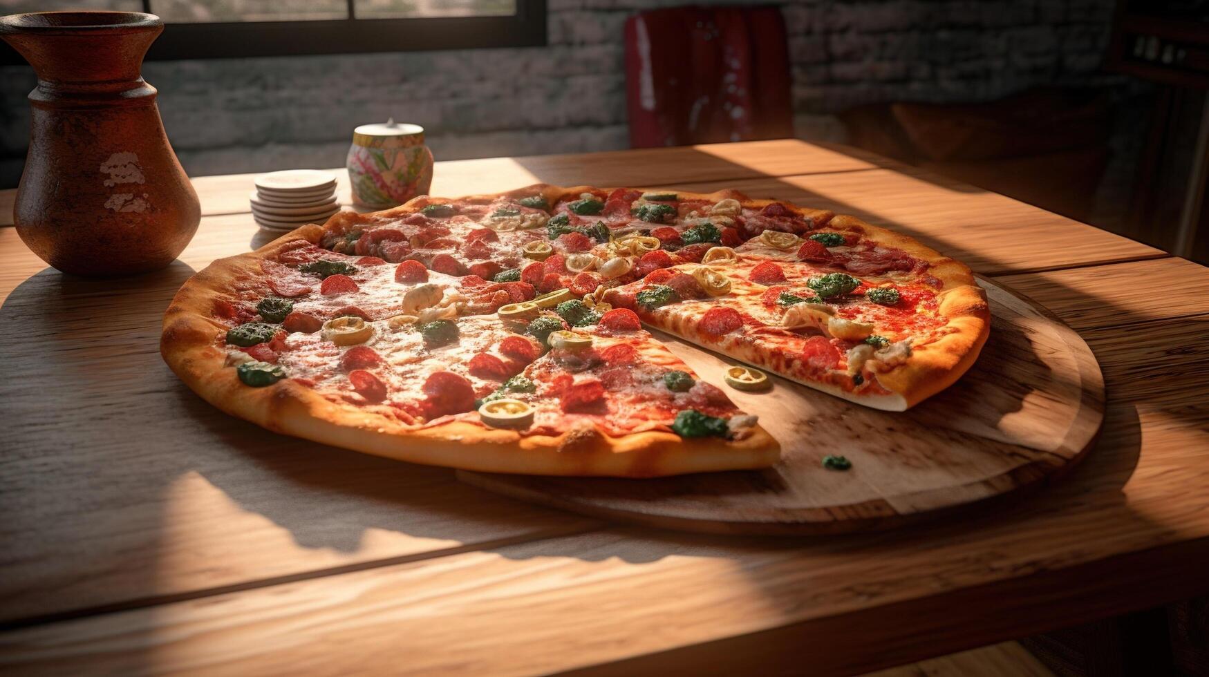 pizza on a table photo