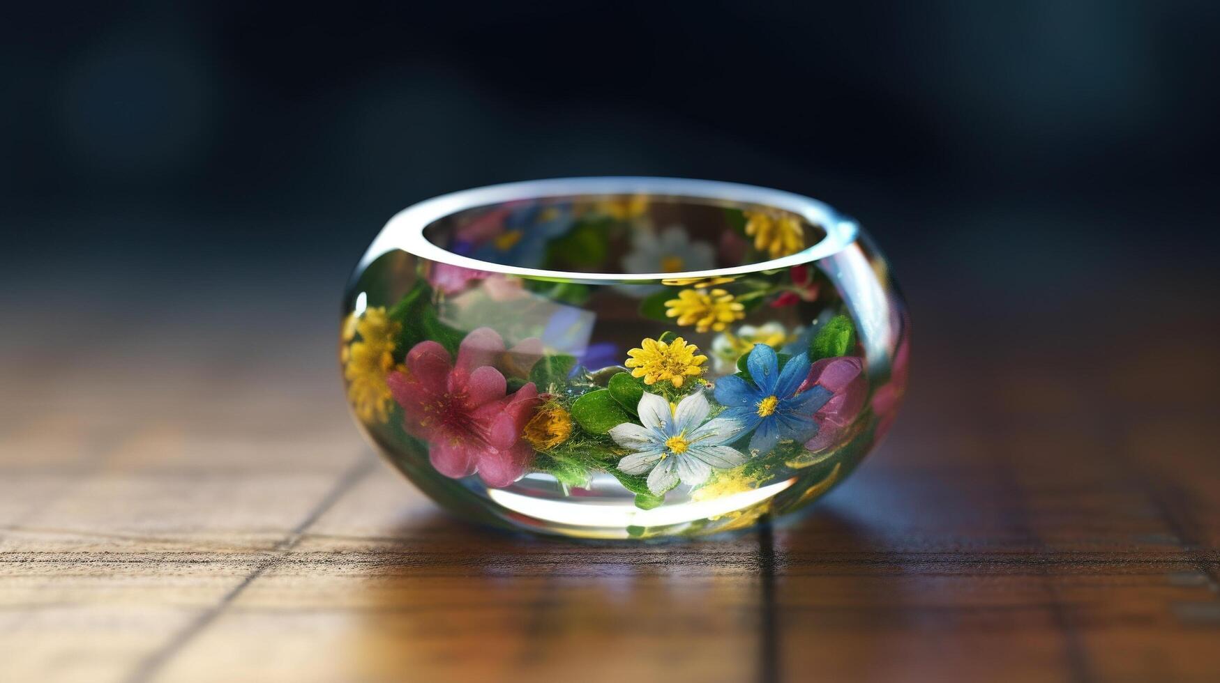 vaso anillo con flores dentro ai generado foto