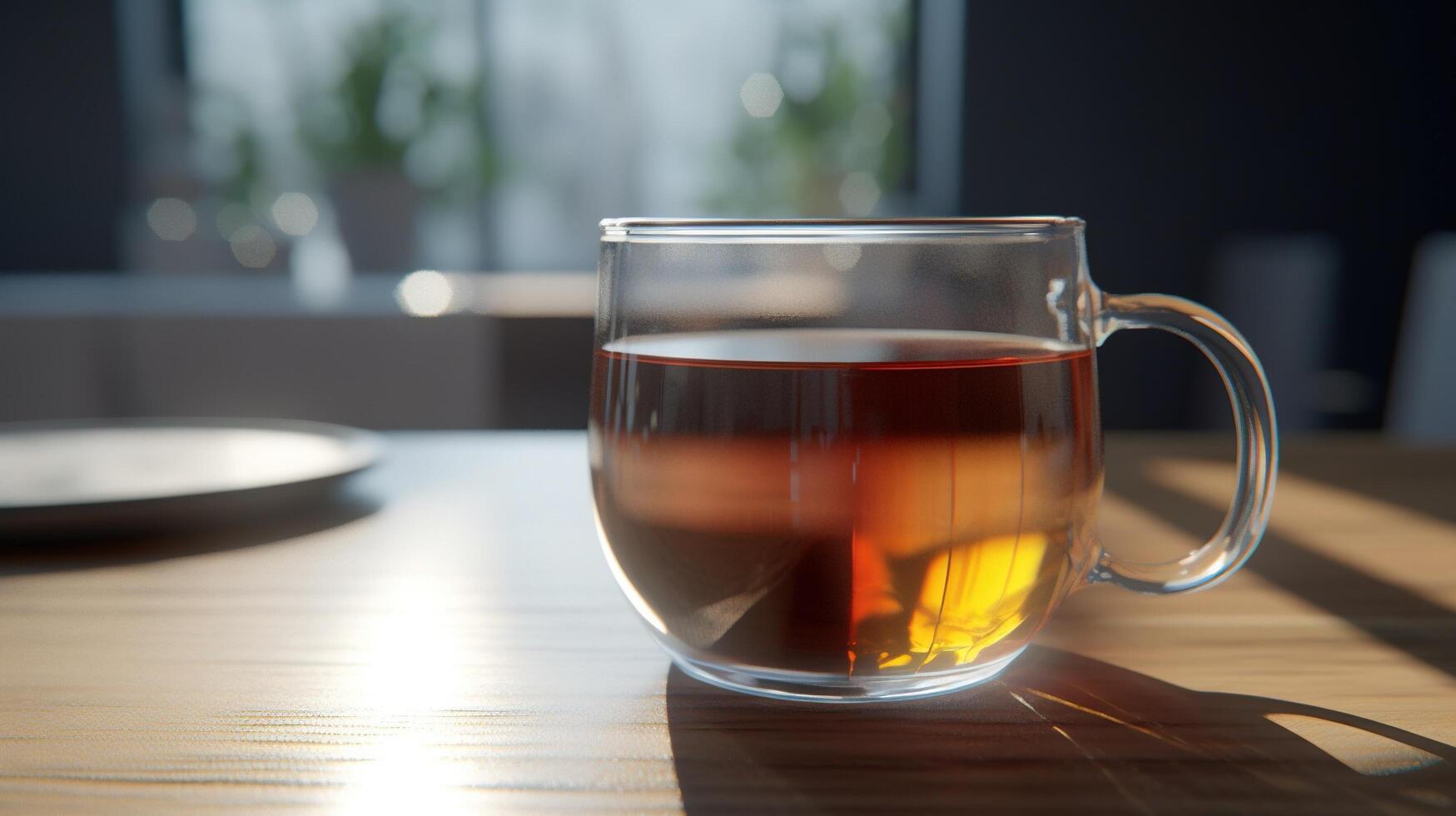 taza de té en el mesa ai generado foto