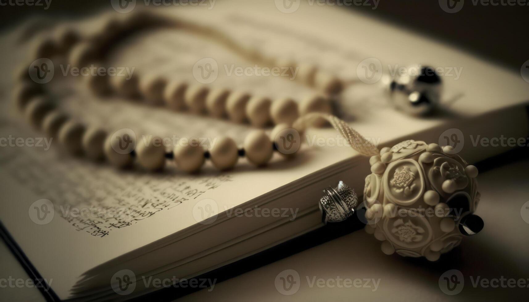 Ramadan Vibes Top View of Quran and Tasbih for ramadan banner photo