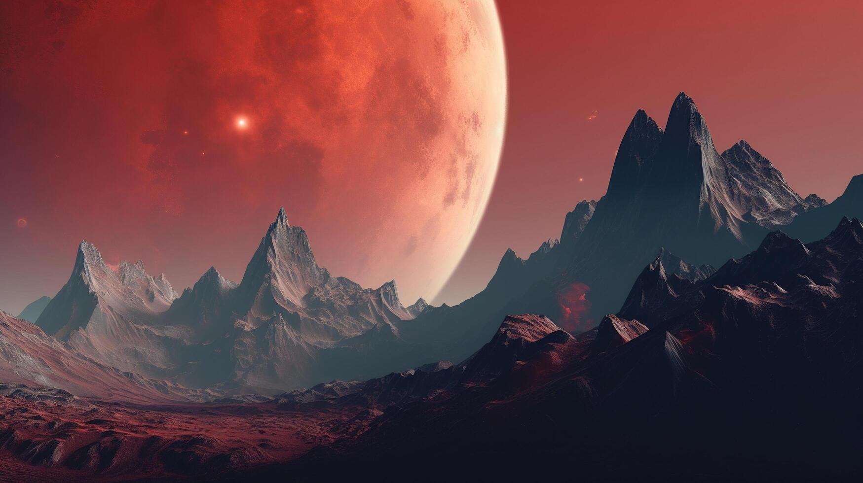 giant moon in the mountains photo