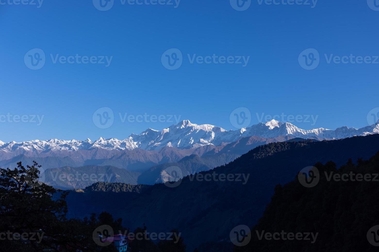 Himalaya landscape, Panoramic view of himalayan mountain covered with snow. Himalaya mountain  landscape in winter in kedarnath valley. photo