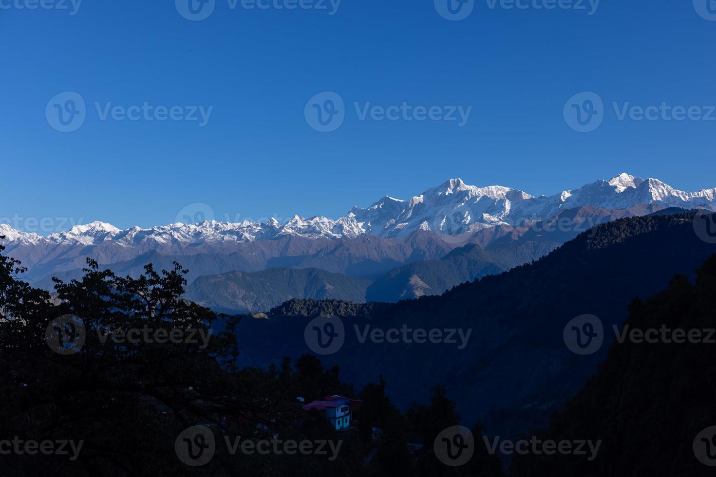 Himalaya landscape, Panoramic view of himalayan mountain covered with snow. Himalaya mountain  landscape in winter in kedarnath valley. photo