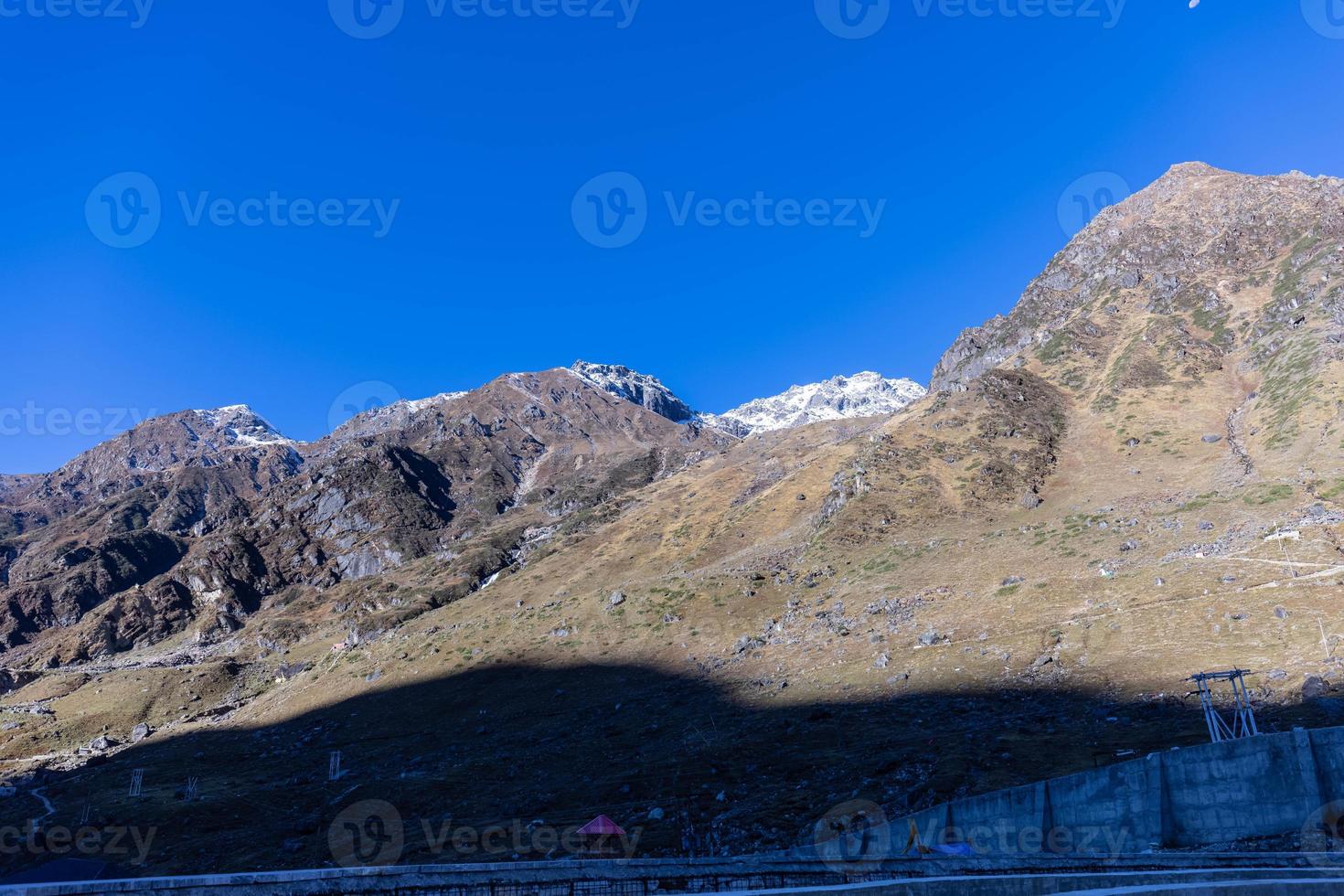 Himalaya landscape, Panoramic view of himalayan mountain covered with snow. Himalaya mountain  landscape in winter in kedarnath valley. photo